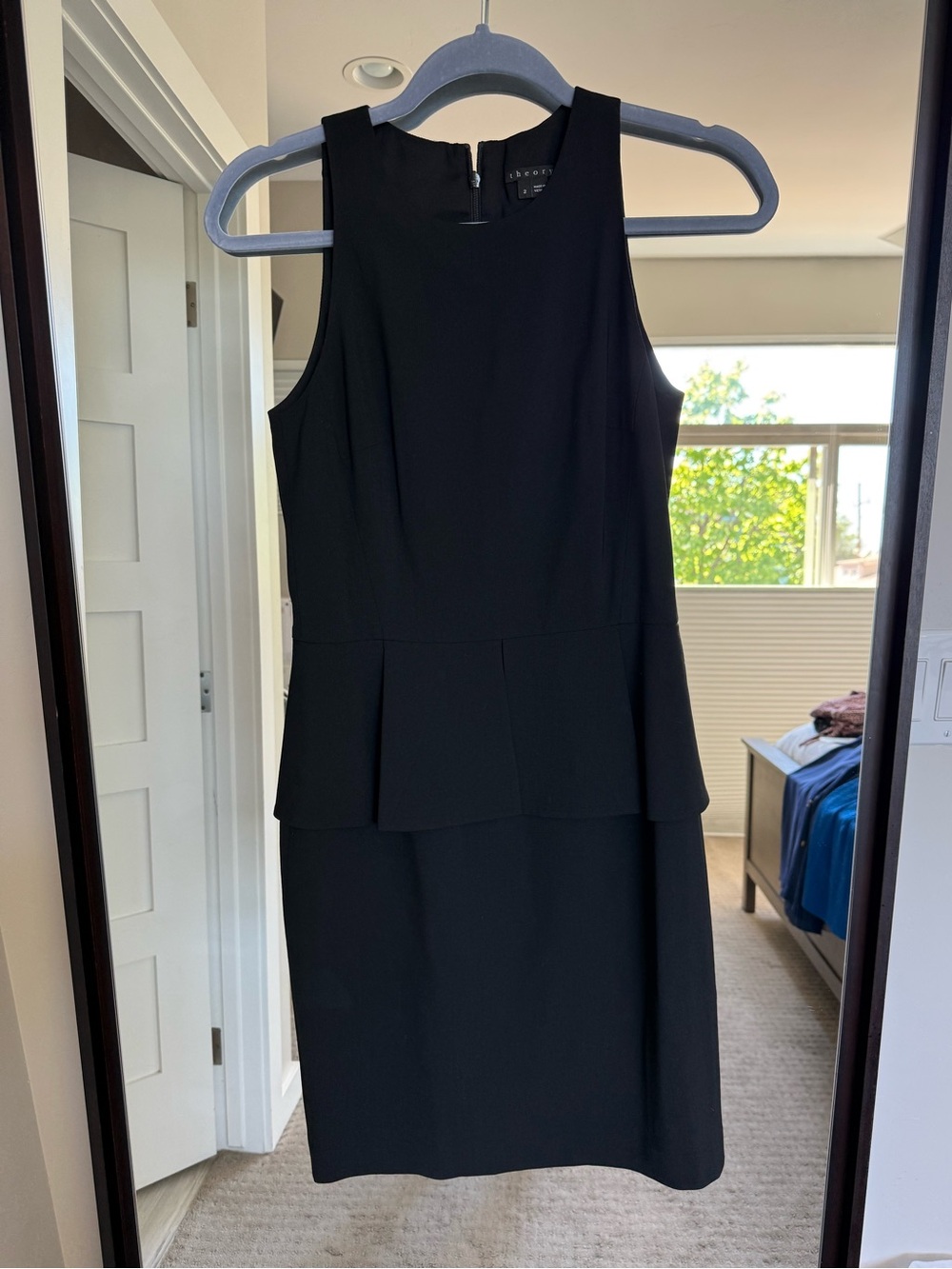 Theory Black Sleeveless Peplum Dress